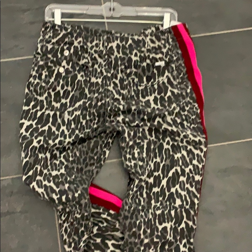 Mother Brand joggers.  Cheetah print/ side flare